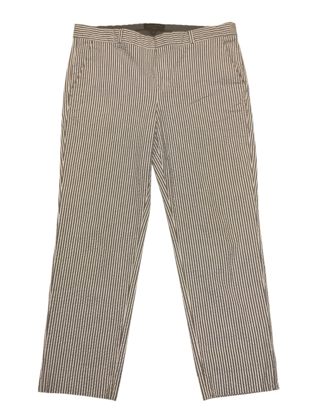 Banana Republic Hampton Striped Pants Size 10 Slim Tailored White Blue